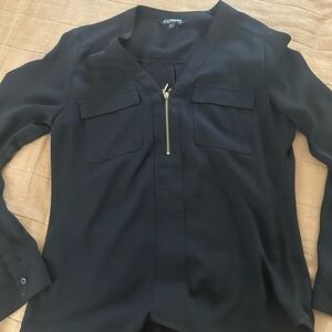 Express Black Short-Sleeve V-Neck Top